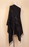 Boiled Wool Shawl, Black on Black