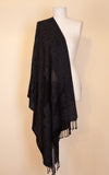Boiled Wool Shawl, Black on Black