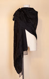 Boiled Wool Shawl, Black on Black