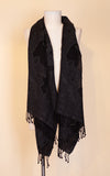 Boiled Wool Shawl, Black on Black