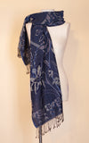 Boiled Wool Shawl, Blue Floral