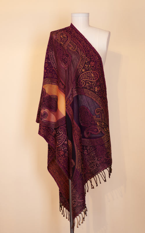 Boiled Wool Shawl, Morada