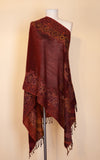 Boiled Wool Shawl, Claret