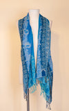 Boiled Wool Shawl, Turquoise Paisley
