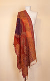 Boiled Wool Shawl, Vermillion Paisley