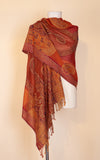 Boiled Wool Shawl, Vermillion Paisley