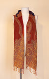 Boiled Wool Shawl, Vermillion Paisley