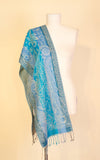 Boiled Wool Scarf, Turquoise Muli