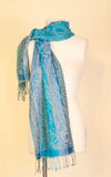 Boiled Wool Scarf, Turquoise Muli