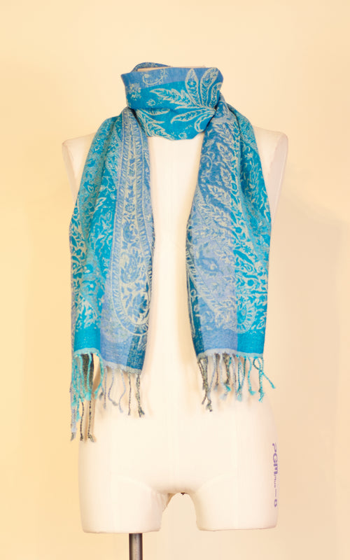 Boiled Wool Scarf, Turquoise Muli