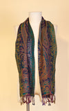 Boiled Wool Scarf, Multi Paisley