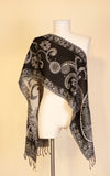 Boiled Wool Scarf, Black & Cream