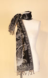 Boiled Wool Scarf, Black & Cream