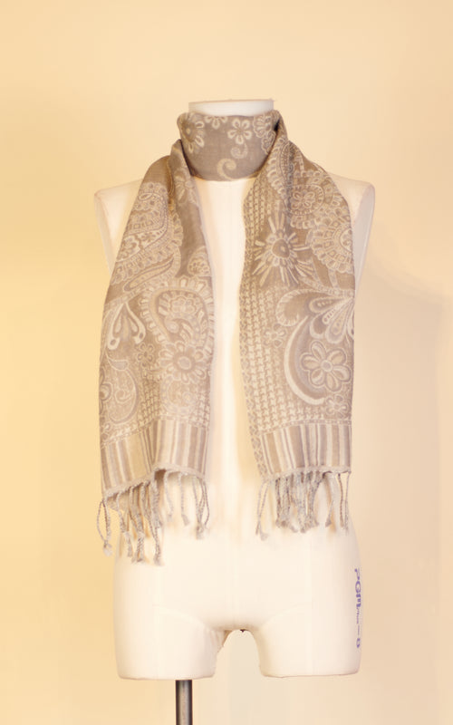 Boiled Wool Scarf, Beige & Cream