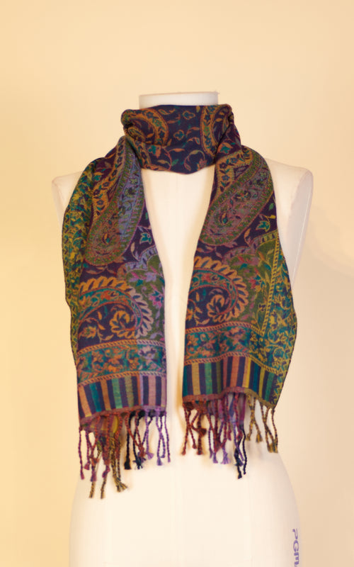Boiled Wool Scarf, Paisley Multi