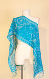 Boiled Wool Scarf, Turquoise Paisley