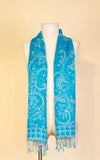 Boiled Wool Scarf, Turquoise Paisley