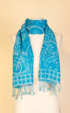 Boiled Wool Scarf, Turquoise Paisley