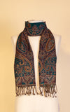 Boiled Wool Scarf, Teal Paisley 2