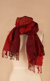 Boiled Wool Shawl, Crimson Stripe