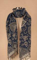 Boiled Wool Shawl, Azure All Over