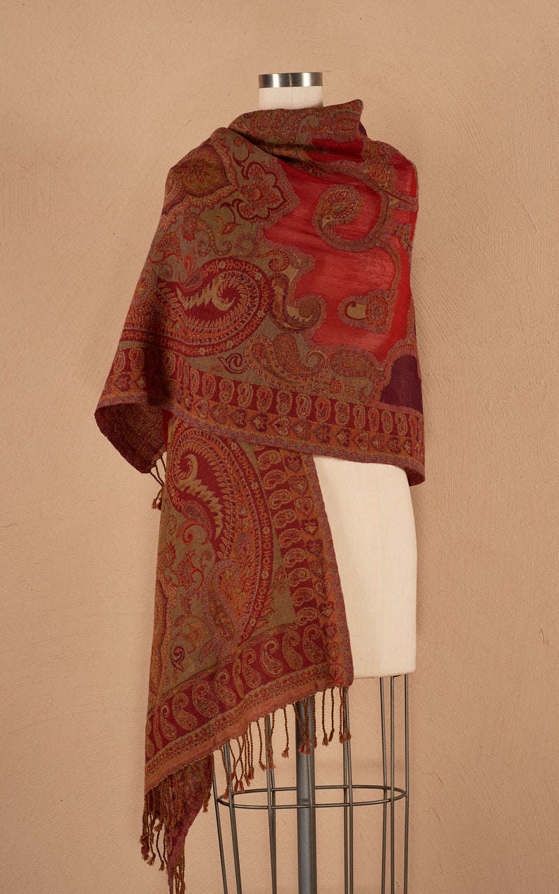 Boiled Wool Shawl, Persian Red