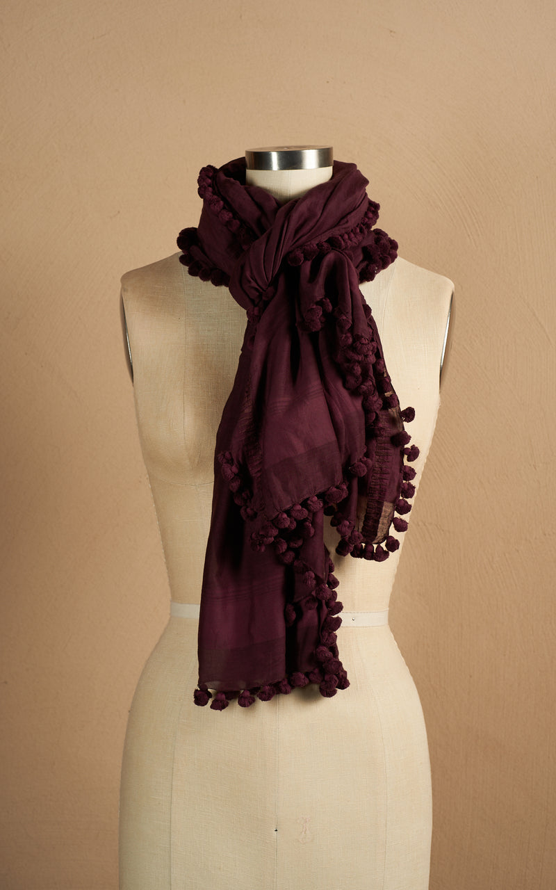 Pom Pom Shawl, Currant