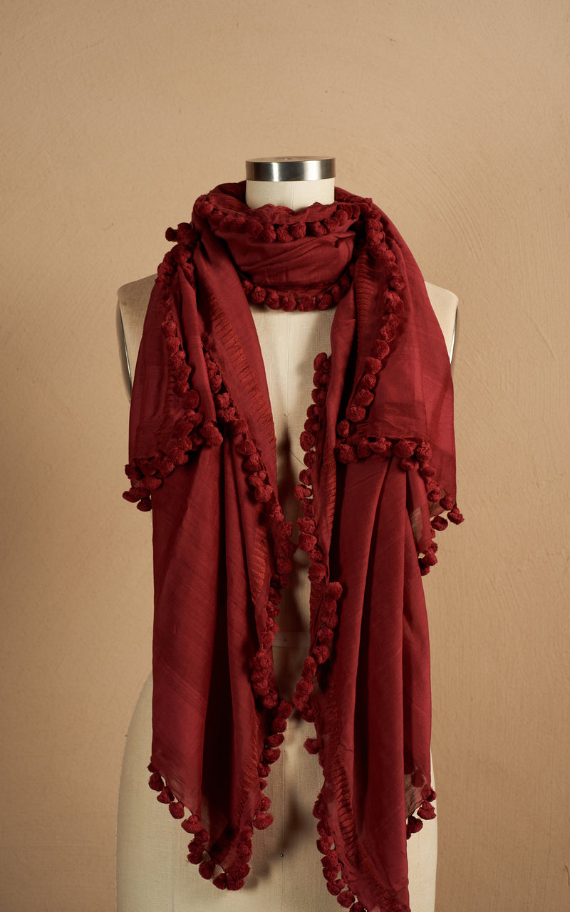 Pom Pom Shawl, Sienna