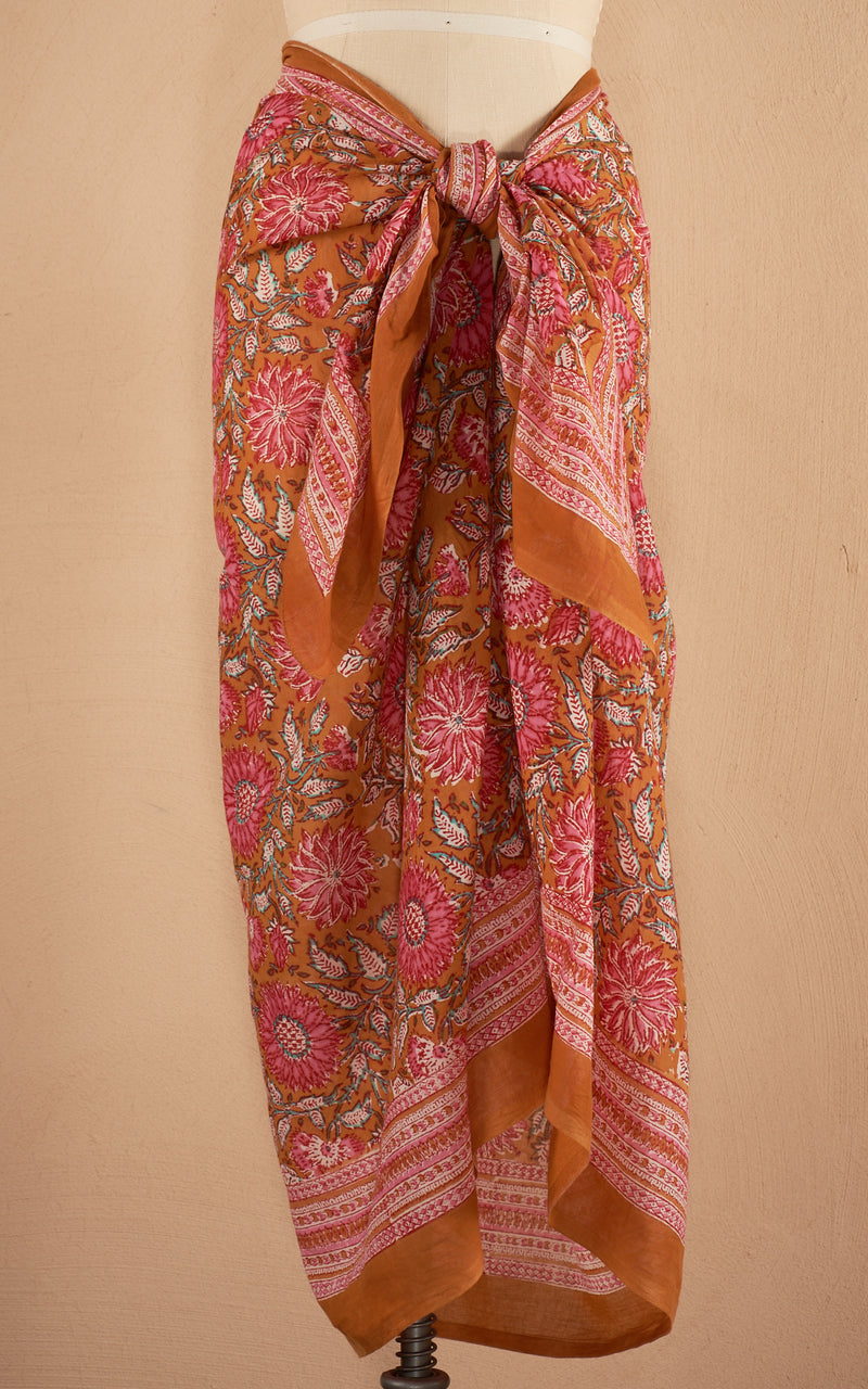 Sarong/Shawl, Orange & Pink Floral