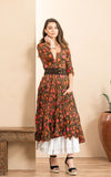 Santa Fe Dress, Long, 3/4 Sleeve, Alegra Floral