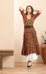 Santa Fe Dress, Long, 3/4 Sleeve, Alegra Floral