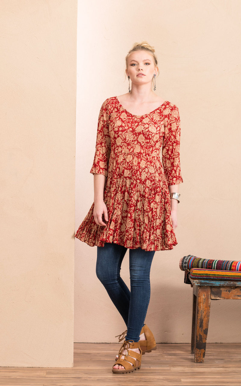 Santa Fe Top, 3/4 Sleeve, Desert Garden