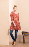 Santa Fe Top, 3/4 Sleeve, Desert Garden