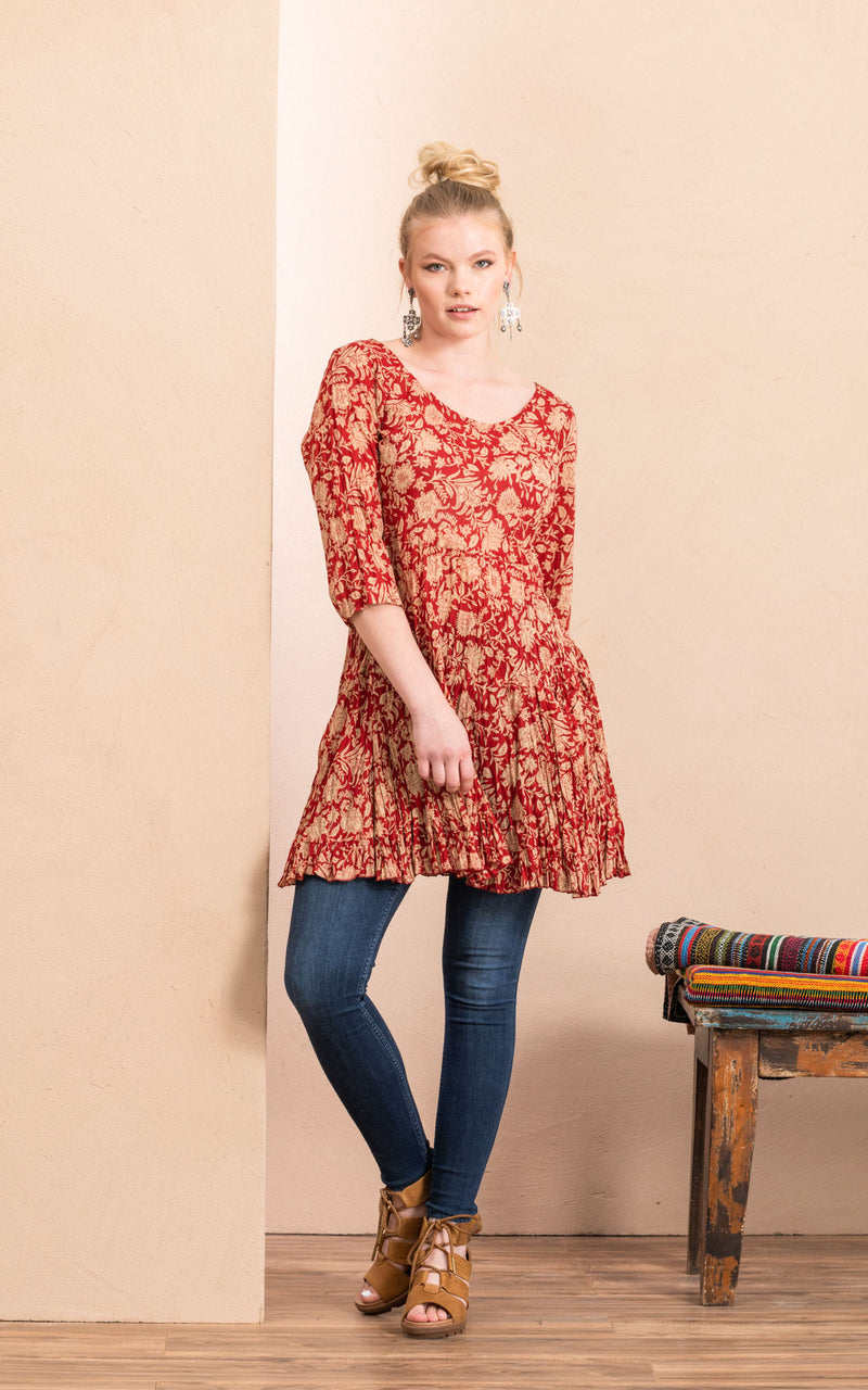 Santa Fe Top, 3/4 Sleeve, Desert Garden