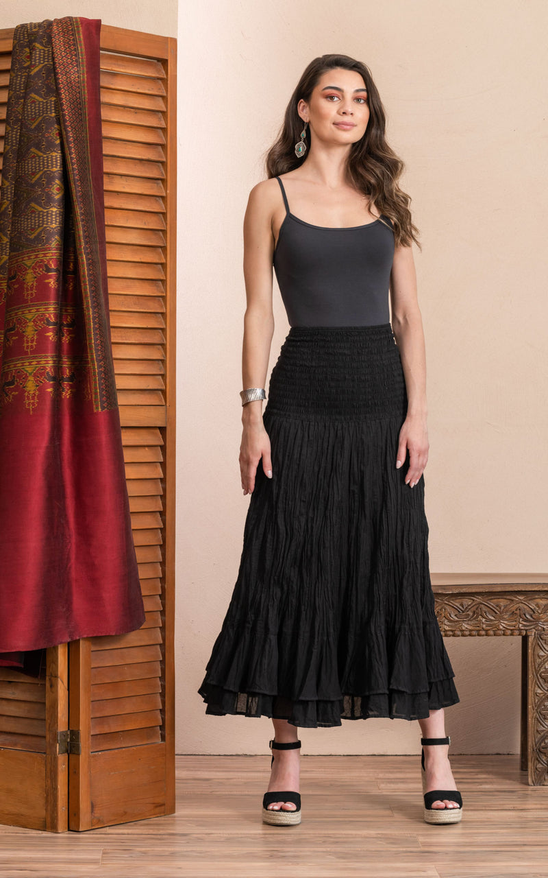 Macarena Skirt, Long, Solid Black