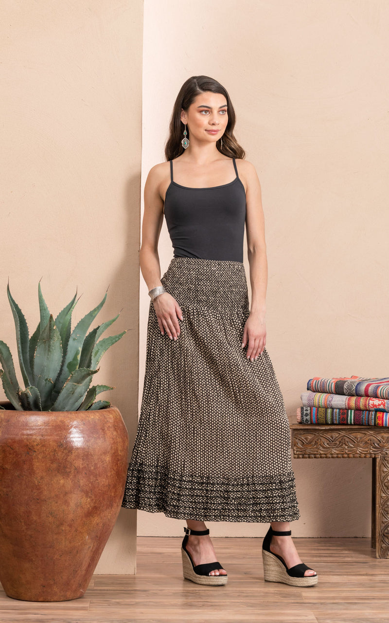 Victorian Skirt, Long, Black Dot