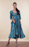 Santa Fe Dress, Long, 3/4 Sleeve, Jemila Turquoise
