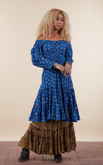 Adelita Dress, Long, 3/4 Sleeve, Tula Indigo