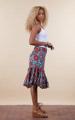 Lola Skirt, Mini, Turquoise & Orange Floral