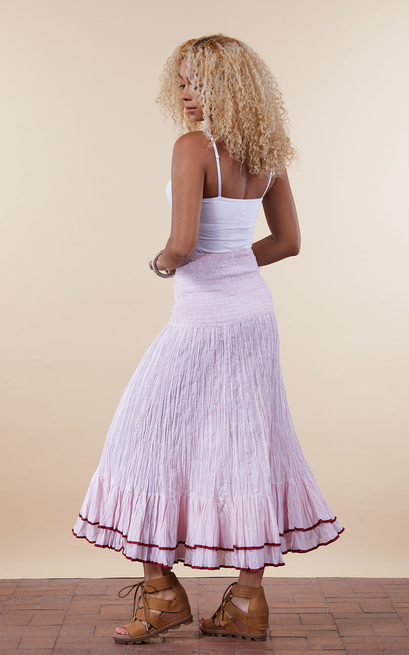 Macarena Skirt, Long, Pink Stripe