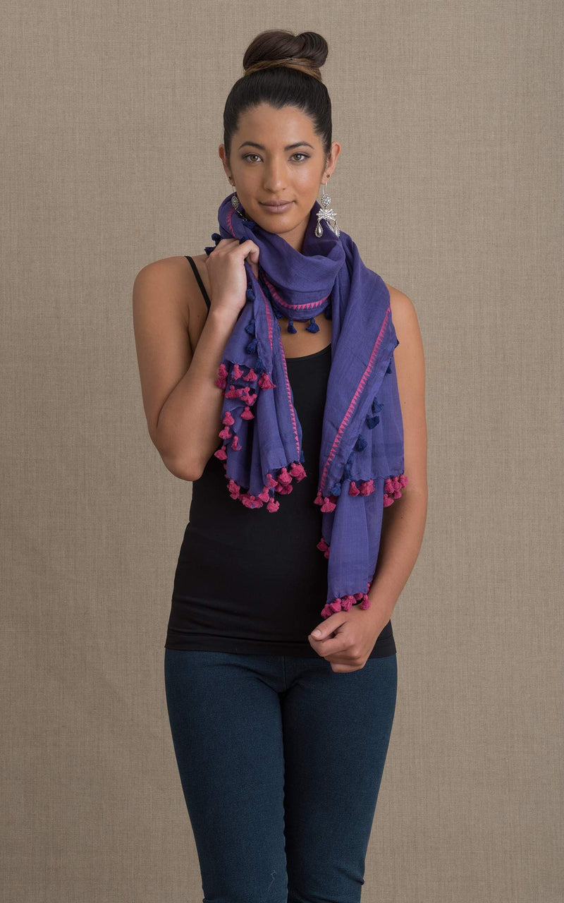 Pom Pom Shawl, Purple
