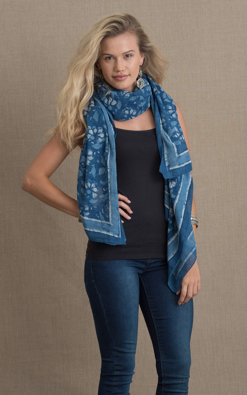 Sarong/Shawl, Indigo Floral