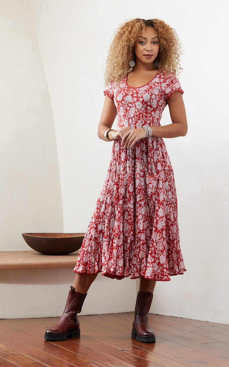 Santa Fe Dress, long, Cap Sleeve, Desert Rose