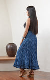 Macarena Skirt, Long, Flower Dot Indigo