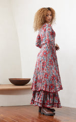 Santa Fe Dress, Long, 3/4 Sleeve, Gypsy Turquoise