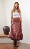 Macarena Skirt, Long, Orange & Sage Rose