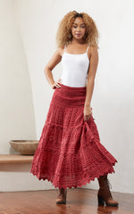 Pico Skirt, Long, Scarlet Calico