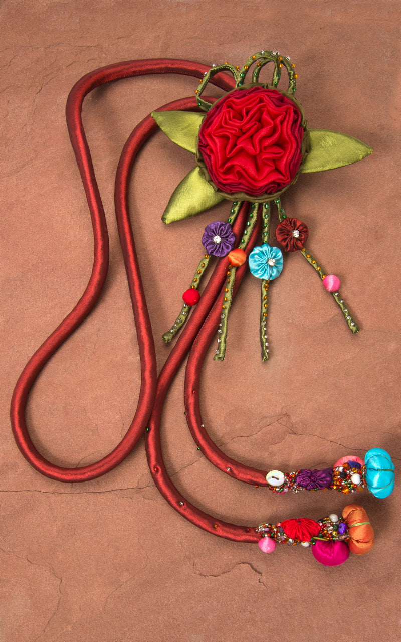 Red Cord & Red/Green Rose